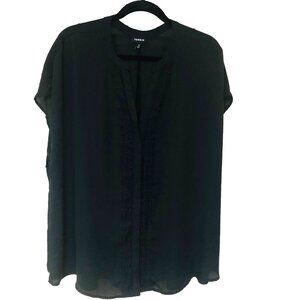 Torrid 2 Black Lace Blouse Top Women 2X Button Front‎ Feminine Whimsigoth